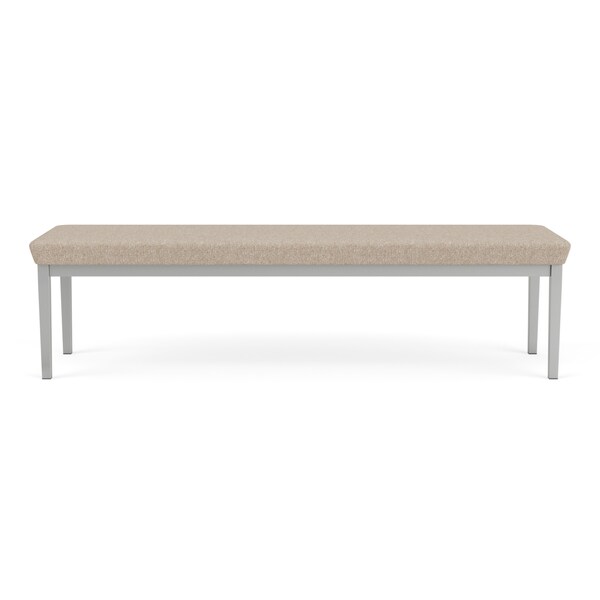 Lesro Lenox Steel 3 Seat Bench, Stone (Beige) Seat, Stone Back, 67 W 21 L 18.5 H, Linette Vinyl Seat LS3001 - main